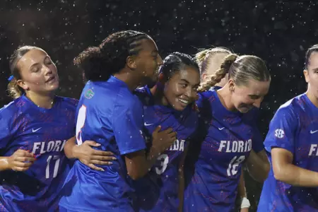 Kyra Taylor celebrates one of her goals versus Coastal Carolina in Florida's 3-2 win 260820