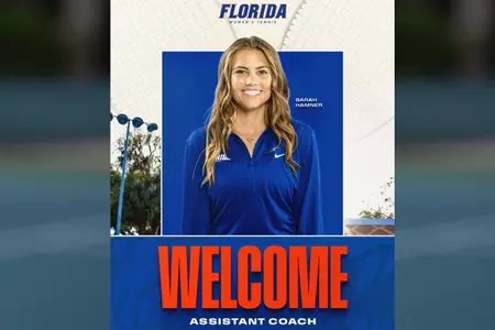 Women's Tennis Assistant Coach Sarah Hamner Hire Announcement Graphic