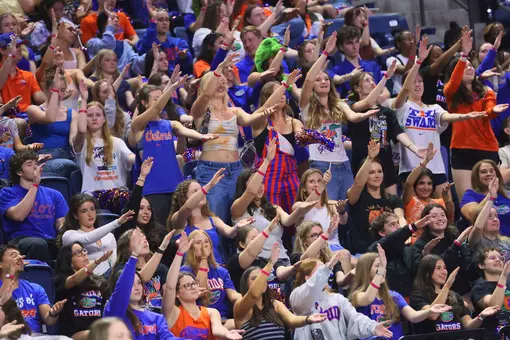 Florida fans chomp at 260308 LSU at Florida gymnastics meet