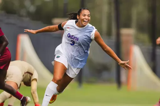 Kyra Taylor celebrates a goal versus Florida State 260823
