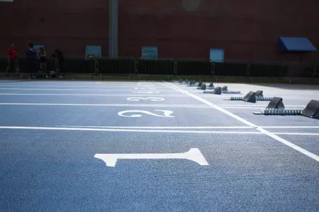 Start blocks on a blue track