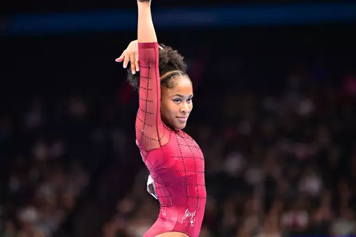 Skye Blakely performs on floor exercise at the Xfinity U.S. Championships 260807