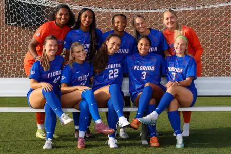 2026 Florida soccer senior class - front row (from left): Kelsey Smith, Emma Duval, Montelene Dymond, Kyra Taylor, Zoe Main. Back row: Jayden Emmanuel, Lena Bailey, Hannah Jibril, Avery Upton and Paris Bice.