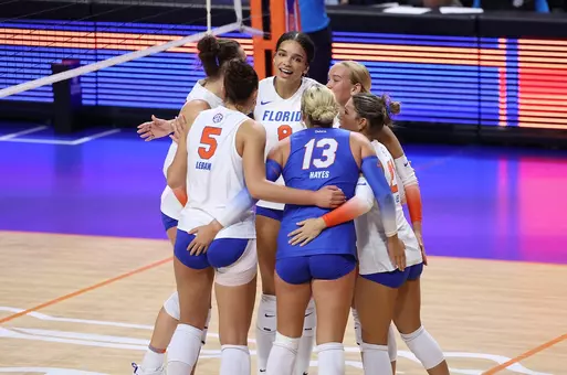 during the Gators' match against the Hurricanes on Wednesday, September 9, 2026 at Exactech Arena at the Stephen C. O'Connell Center in Gainesville, Fla. / UAA Communications photo by Victoria Riccobono