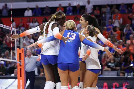 during the Gators' match against the Trojans on Sunday, September 13, 2026 at Exactech Arena at the Stephen C. O'Connell Center in Gainesville, Fla. / UAA Communications photo by Gabriel Gonzalez