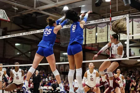 during the Gators' match against the Florida State Seminoles on Friday, September 18, 2026 at Tully Gym in Tallahassee, Fla. / UAA Communications photo by Mia Tunon
