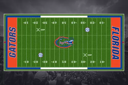 A mock-up of Florida Field with the XRP logo.