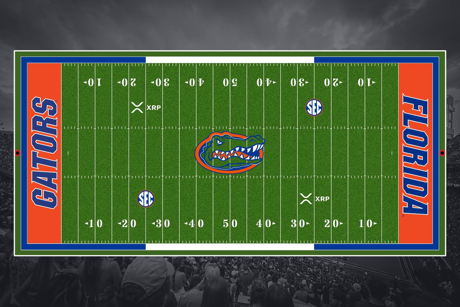 Florida Athletics Debuts XRP cryptocurrency logo at Ben Hill Griffin Stadium