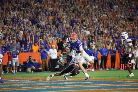 Aaron Philo during the Gators' game against the Florida Atlantic Owls on Saturday, September 5, 2026 at Ben Hill Griffin Stadium in Gainesville, Fla. / UAA Communications photo by Victoria Riccobono