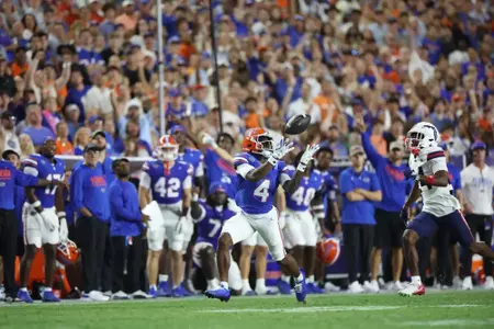 TJ Abrams during the Gators' game against the Florida Atlantic Owls on Saturday, September 5, 2026 at Ben Hill Griffin Stadium in Gainesville, Fla. / UAA Communications photo by Victoria Riccobono