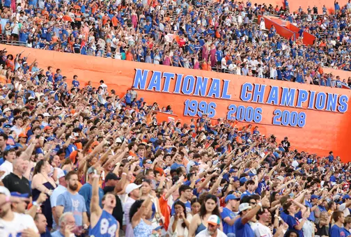 Fans during the Gators' game against the Florida Atlantic Owls on Saturday, September 5, 2026 at Ben Hill Griffin Stadium in Gainesville, Fla. / UAA Communications photo by Victoria Riccobono