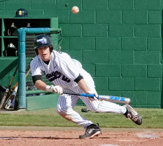 GCU sophomore Joey Bristyan lays down a bunt single in the 'Lopes 15-3 victory over Regis Sunday.