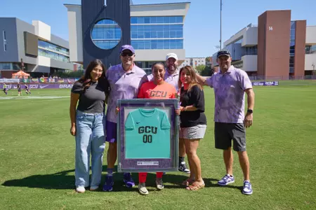 Phoenix, AZ Oct. 6, 2024 : GCU women’s soccer tops Tarleton 1-0 in their home finale at GCU Soccer Stadium. David Kadlubowski/GCU
