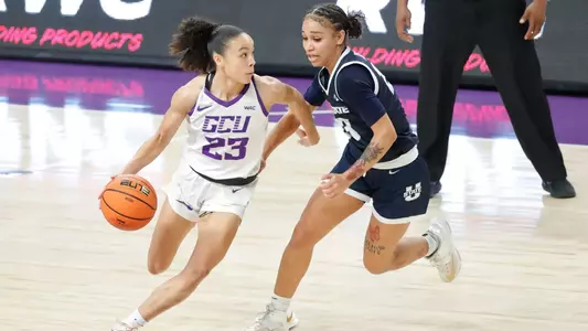Phoenix, AZ Dec. 8, 2024 : The Lopes secure a 76-62 win over Utah State at Global Credit Union Arena. David Kadlubowski/GCU