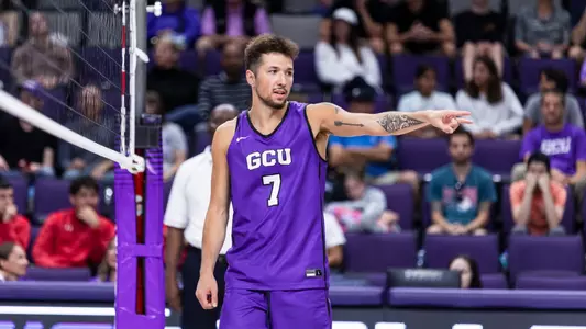 Phoenix, AZ - March 16, 2024, Nicholas Slight (7) during GCU Men's Volleyball's win over NJIT 3-1 in the second game of their two game homestead at Global Credit Union Arena. (Photo by: Jack Gilday/GCU).
