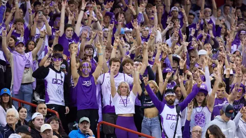 Spokane, WA March 24, 2024 :  Fans and Havocs cheer  in their NCAA tournament 72-61 loss to Alabama during the second round Sunday night at Spokane Arena..  David Kadlubowski/GCU