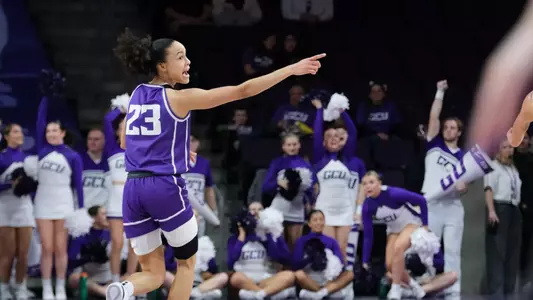 Phoenix, AZ - January 9, 2025, WBB defeats UVU 71-59 in their WAC home opener at Global Credit Union Arena. (Photo by: Rachel Sollazzo/GCU).