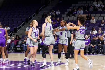 Phoenix, AZ - February 13, 2025, GCU Women’s Basketball defeats Tarleton State 76-60 at Global Credit Union Arena for their 21st victory in a row. (Photo by: Jack Gilday/GCU).