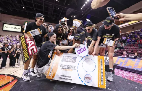 Las Vegas, NV March 15, 2025 : The Lopes win their WAC Championship game 65-62 against UT Arlington in Las Vegas. David Kadlubowski/GCU