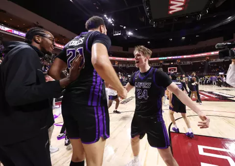 Las Vegas, NV March 15, 2025 : Lopes earn a 89-82 win over Utah Valley in their WAC Championship game in Las Vegas. David Kadlubowski/GCU