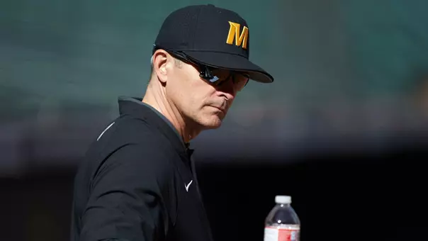 Missouri Tigers head coach Steve Bieser prior to the game against the Baylor Bears in game one of the 2020 Shriners Hospitals for Children College Classic at Minute Maid Park on February 28, 2020 in Houston, Texas. The Bears defeated the Tigers 4-2. (Brian Westerholt/Four Seam Images via AP)