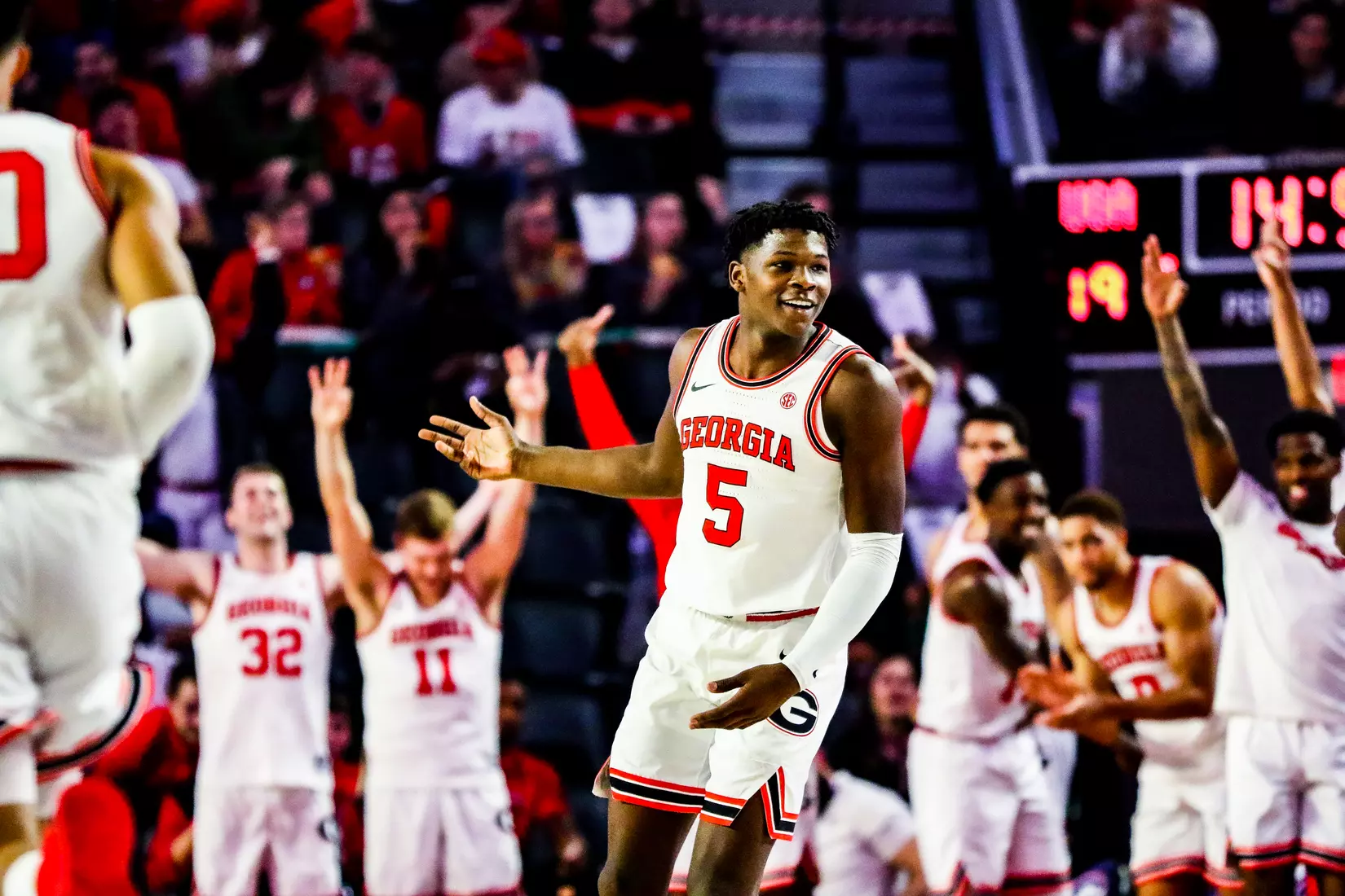 Georgia basketball player Anthony Edwards (5) during a game against Florida at Stegeman Coliseum in Athens, Ga., on Wed., March 4, 2020. (Photo by Tony Walsh)