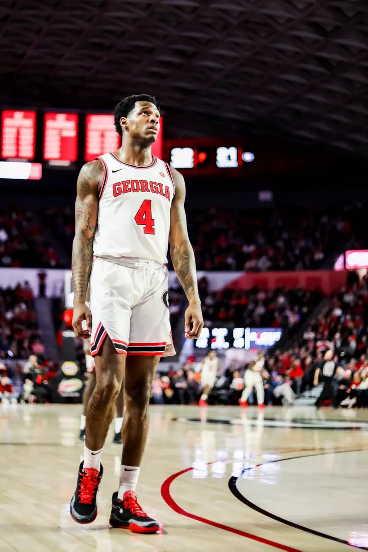 Georgia basketball player Tyree Crump (4) during a game against Florida at Stegeman Coliseum in Athens, Ga., on Wed., March 4, 2020. (Photo by Tony Walsh)