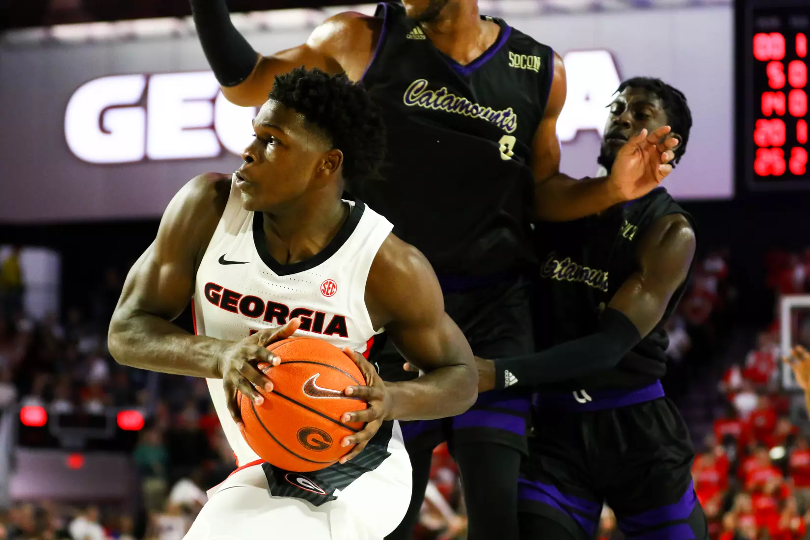 Georgia basketball player Anthony Edwards (5) during a game against Western Carolina in Stegeman Coliseum in Athens, Ga., on Tuesday, Nov. 5, 2019. (Photo by Tony Walsh)