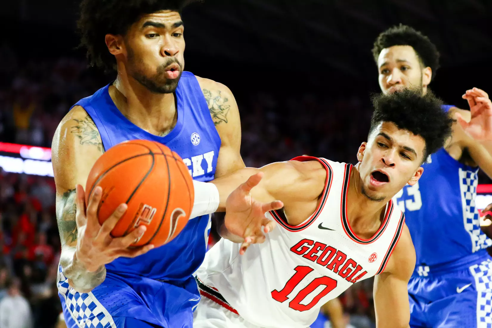 Georgia basketball player Toumani Camara (10) during the Bulldogs' game against Kentucky at Stegeman Coliseum in Athens, Ga., on Tuesday, Jan. 7, 2020. (Photo by Tony Walsh)