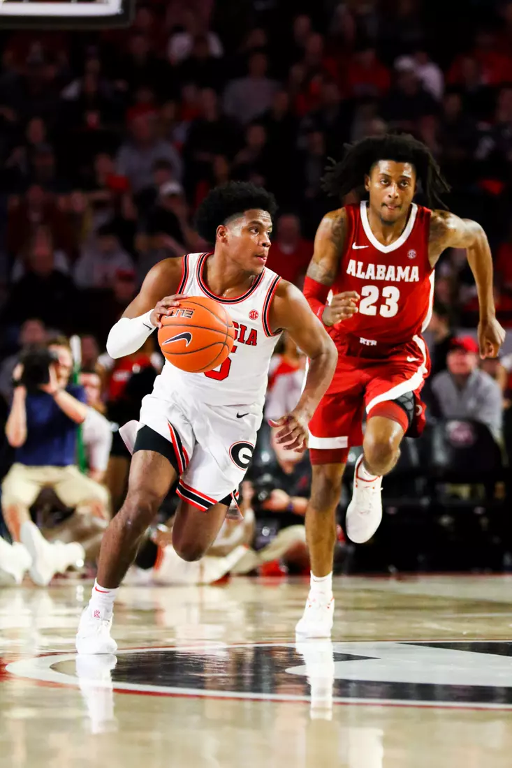 Georgia basketball player Sahvir Wheeler (15) during a game against Alabama at Stegeman Coliseum in Athens, Ga., on Sat., Feb. 8, 2020. (Photo by Tony Walsh)