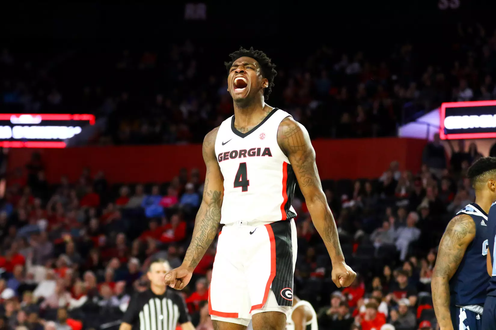 Georgia basketball player Tyree Crump (4) during a game against Citadel at Stegeman Coliseum in Athens, Ga., on Tuesday, Nov. 12, 2019. (Photo by Tony Walsh)