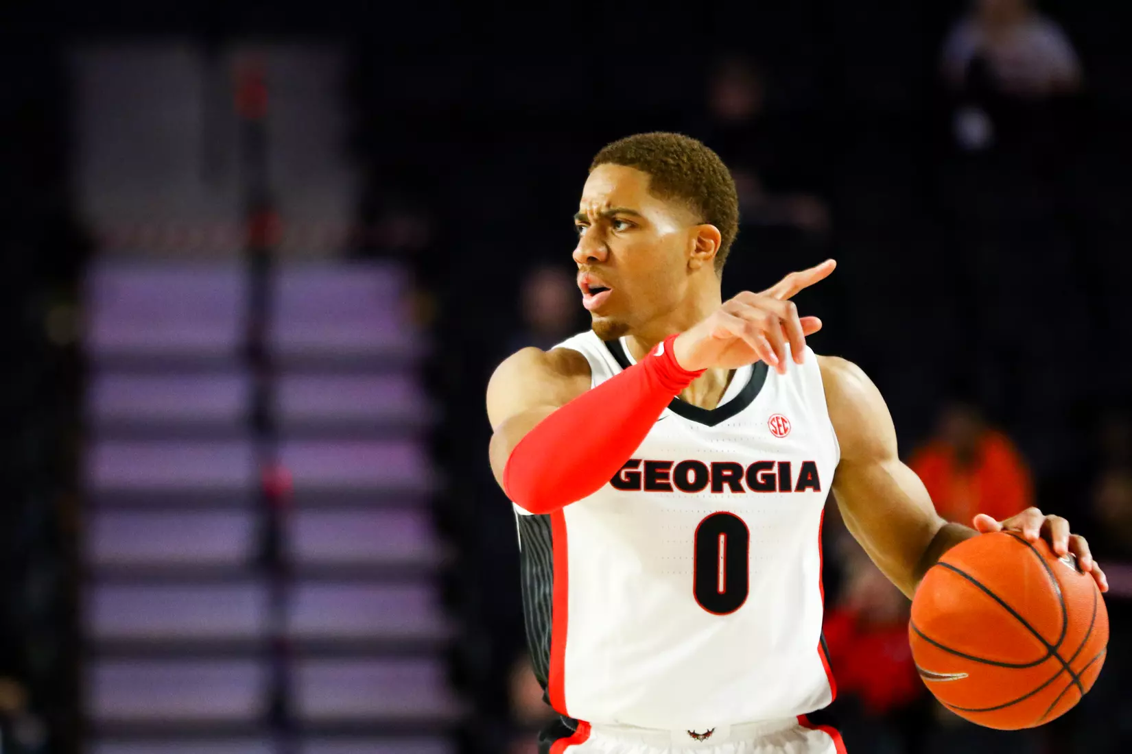 Georgia basketball player Donnell Gresham Jr. (0) during an exhibition game against Valdosta State in Stegeman Coliseum in Athens, Ga., on Friday, Oct. 18, 2019. (Photo by Tony Walsh)