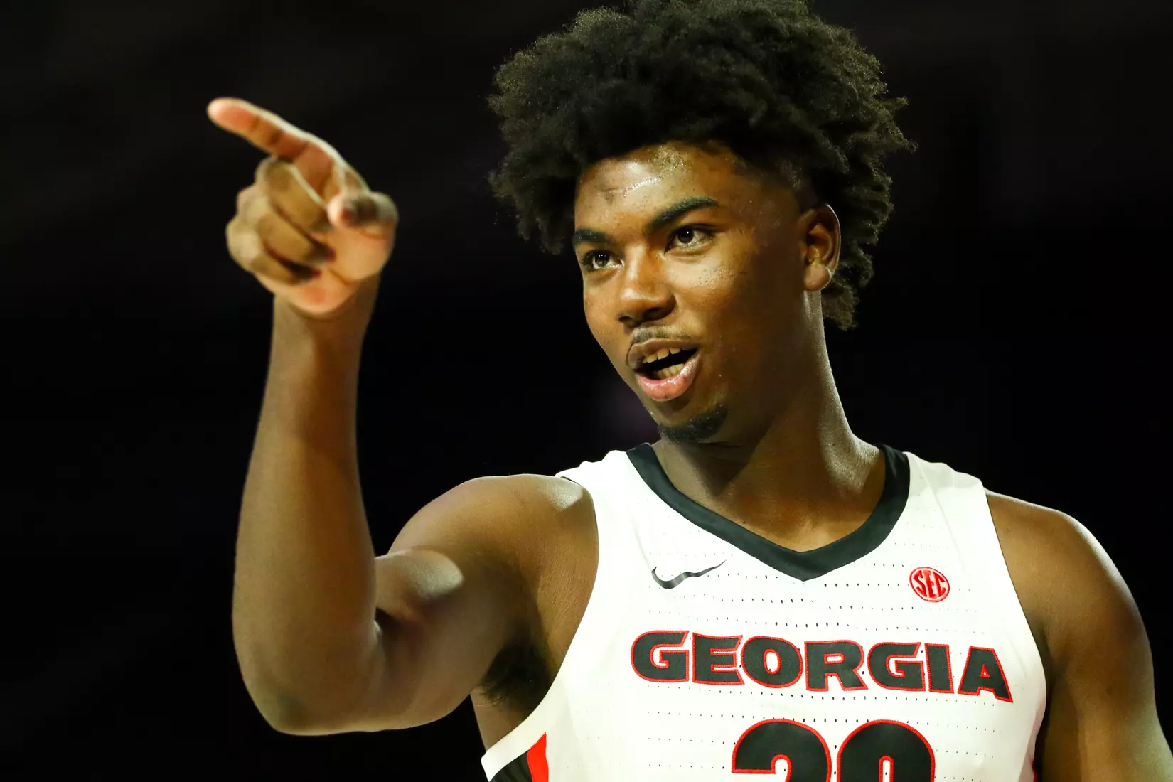 Georgia basketball player Rayshaun Hammonds (20) during an exhibition game against Valdosta State in Stegeman Coliseum in Athens, Ga., on Friday, Oct. 18, 2019. (Photo by Tony Walsh)