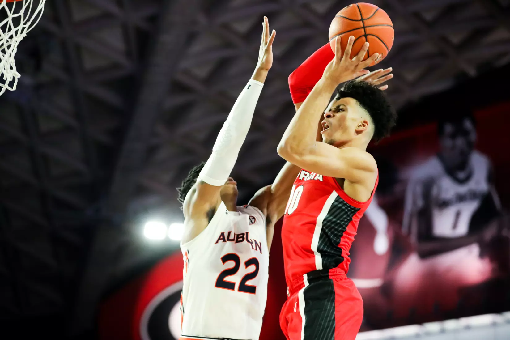 Georgia basketball player Toumani Camara (10) during a game against Auburn at Stegeman Coliseum in Athens, Ga., on Wed., Feb. 19, 2020. (Photo by Tony Walsh)