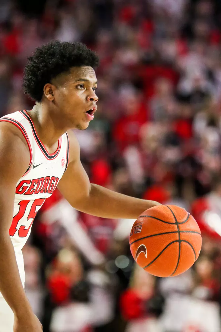 Georgia basketball player Sahvir Wheeler (15) during the Bulldogsâ?? game against Kentucky at Stegeman Coliseum in Athens, Ga., on Tues., Jan. 7, 2020. (Photo by Chamberlain Smith)