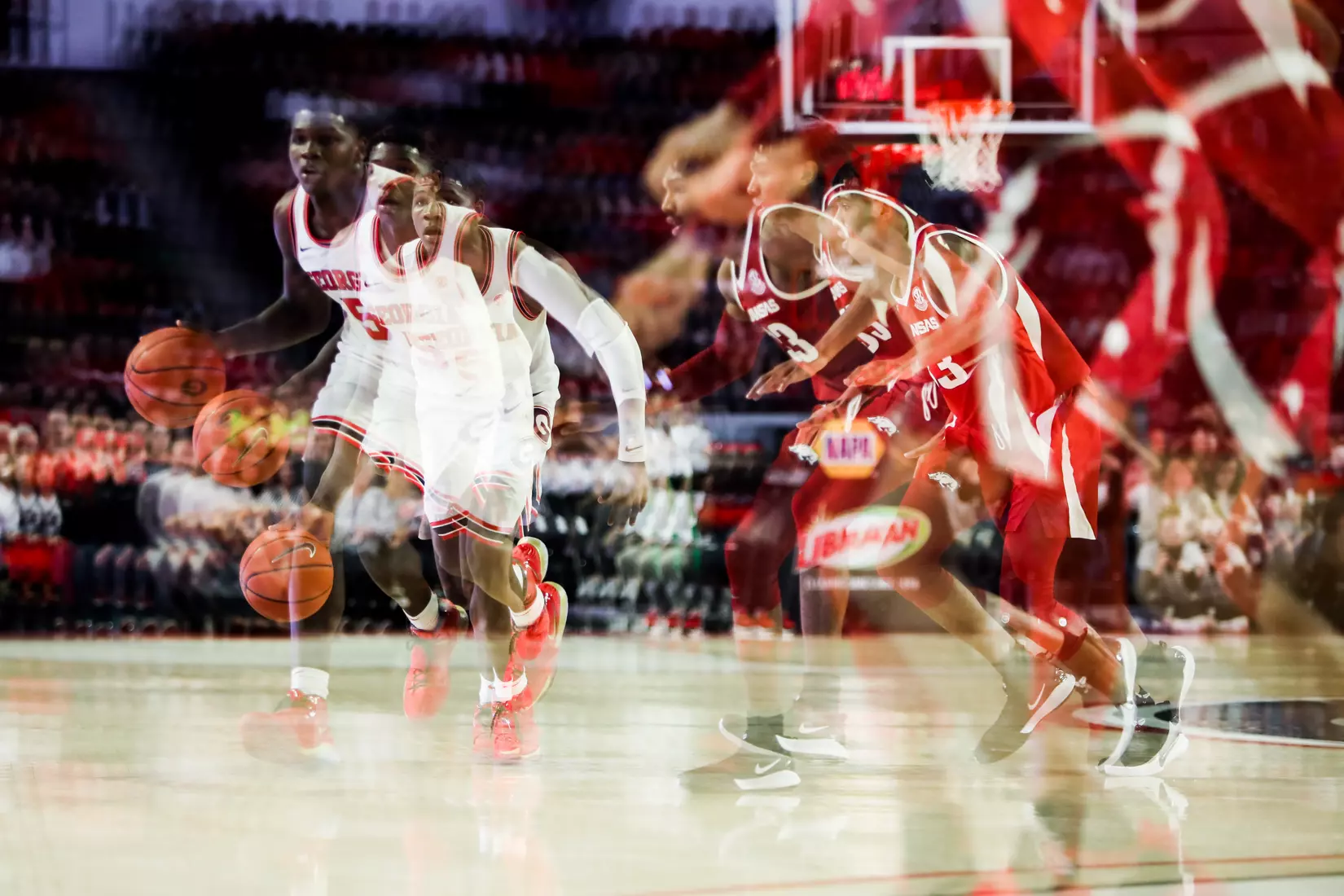 Georgia basketball player Anthony Edwards (5) during a game against Arkansas at Stegeman Coliseum in Athens, Ga., on Sat., Feb. 29, 2020. (Photo by Chamberlain Smith)