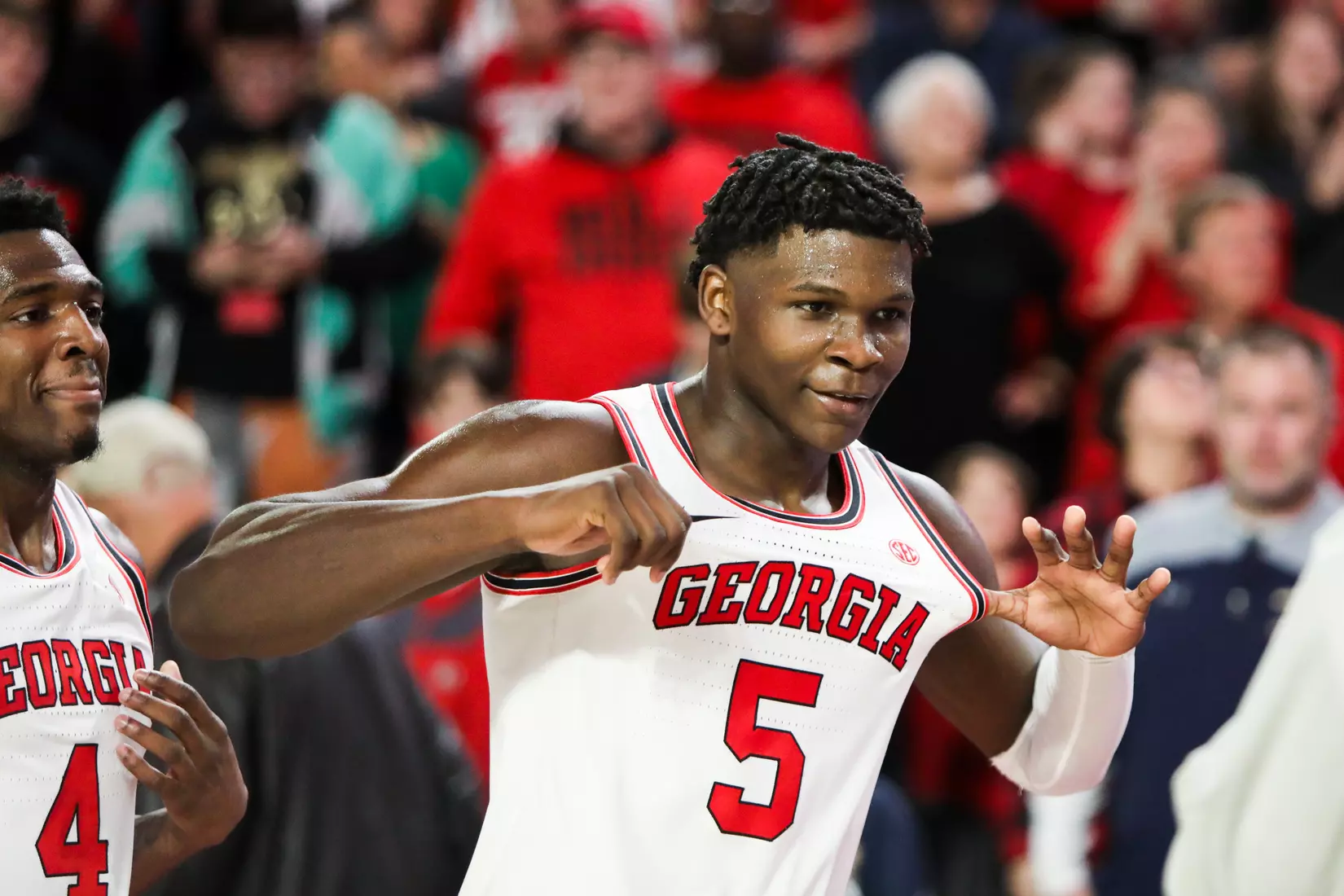 Georgia basketball player Anthony Edwards (5) during a game against Arkansas at Stegeman Coliseum in Athens, Ga., on Sat., Feb. 29, 2020. (Photo by Chamberlain Smith)