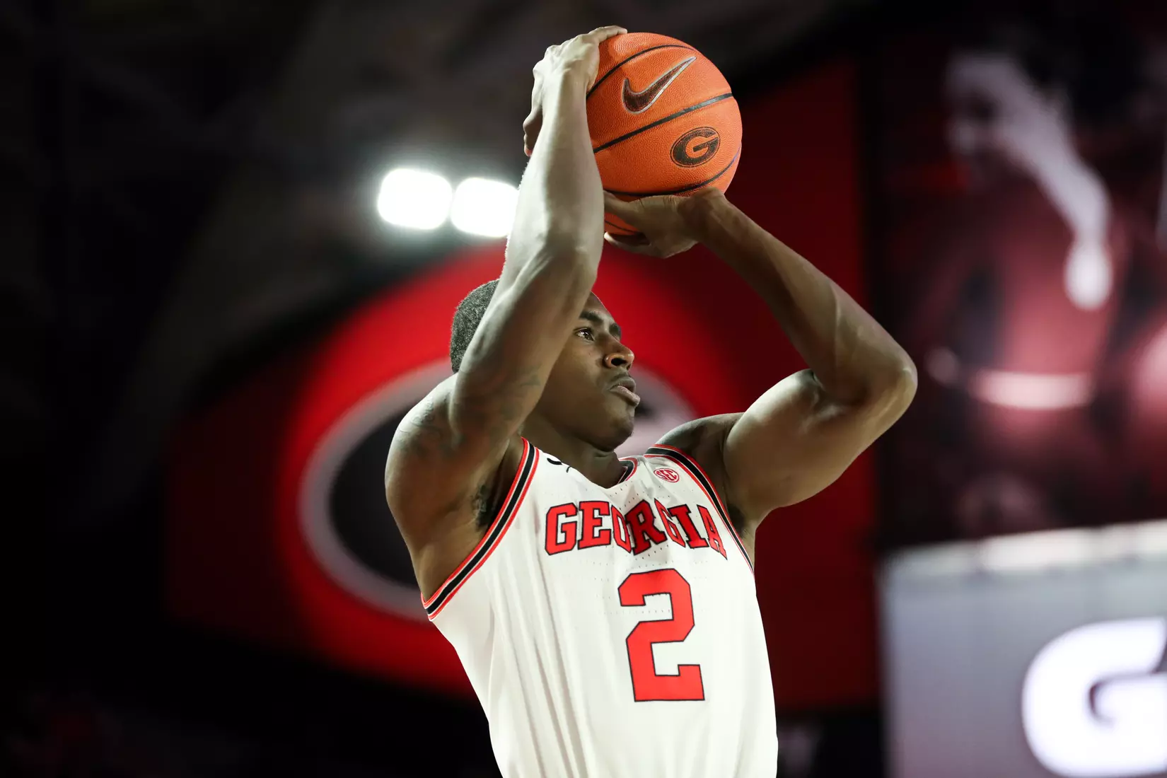 Georgia basketball player Jordan Harris (2) during the Bulldogs' game against SMU at Stegeman Coliseum in Athens, Ga., on Friday, Dec. 20, 2019. (Photo by Tony Walsh)