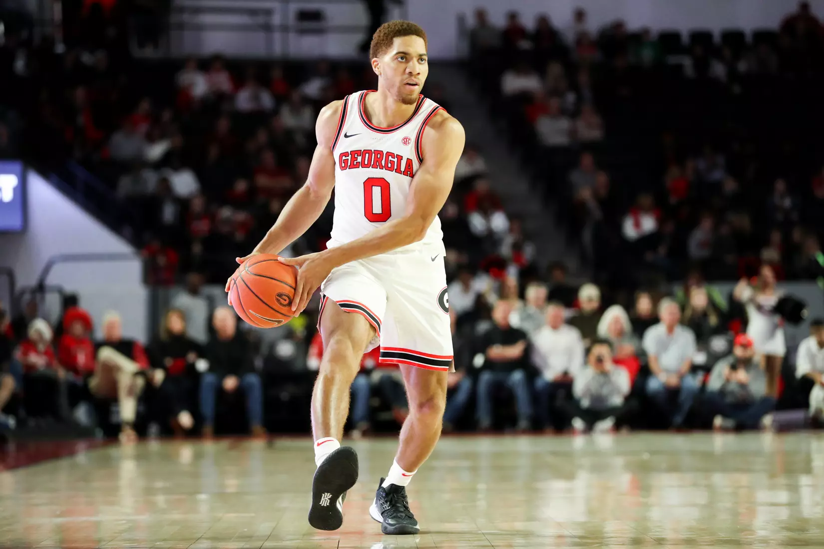 Georgia basketball player Donnell Gresham Jr. (0) during the Bulldogsâ?? game against SMU at Stegeman Coliseum in Athens, Ga., on Friday, Dec. 20, 2019. (Photo by Tony Walsh)