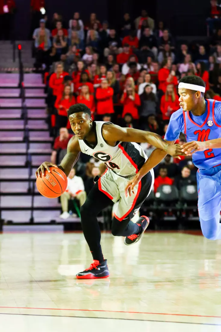 Georgia basketball player Tye Fagan (14) during a game against Ole Miss at Stegeman Coliseum in Athens, Ga., on Sat., Jan. 25, 2020. (Photo by Tony Walsh)