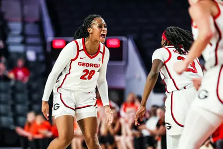 Georgia forward Jordan Isaacs (20) during a game against Mercer at Stegeman Coliseum in Athens, Ga., on Thursday, Nov. 18, 2021. (Photo by Tony Walsh)