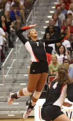 Brittany Northcutt finished with a team-best eight kills at Ole Miss.