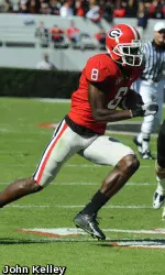 A.J. Green makes a catch during Saturday's game. (Photo by John Kelley)