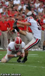 Blair Walsh in action during Georgia's game on Saturday against South Carolina. (Photo by Parker Moore)