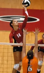 Briana Bahr gets a kill vs. #20 Tennessee.