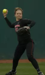 Senior Megan Wiggins broke up Alabama's no-hit bid in the sixth with an RBI single.