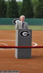 UGA President Michael F. Adams speaks at Wednesday's dedication of Jack Turner Softball Stadium
