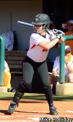 Senior Megan Wiggins hit her 40th career home run in Saturday's game at Auburn.