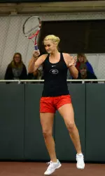 Senior Chelsey Gullickson tied the match at 1-1 with a singles win.