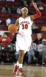 Jasmine James ascended three spots on UGA's career scoring ledger during the win.